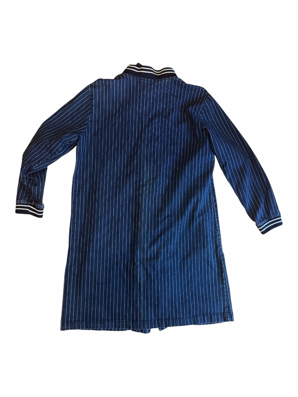 Pinstripe Navy omber Coat with Zip Front by - Picture 4 of 5